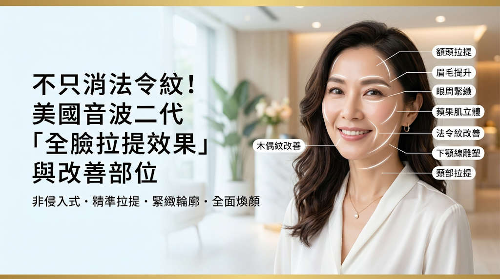 不只消法令紋！美國音波二代「全臉拉提效果」與改善部位